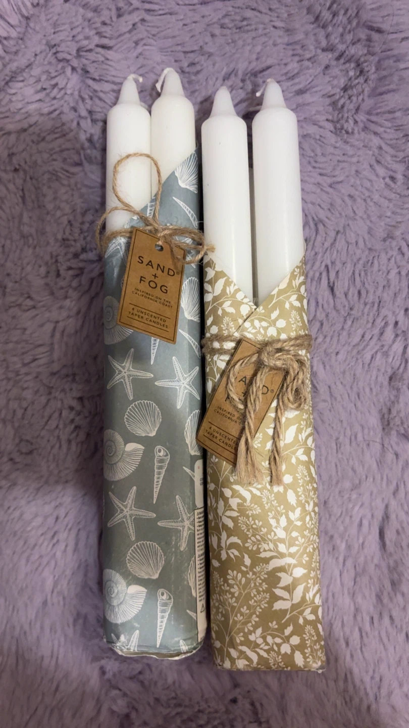 Sand + Fog 4 Unscented Taper Candles