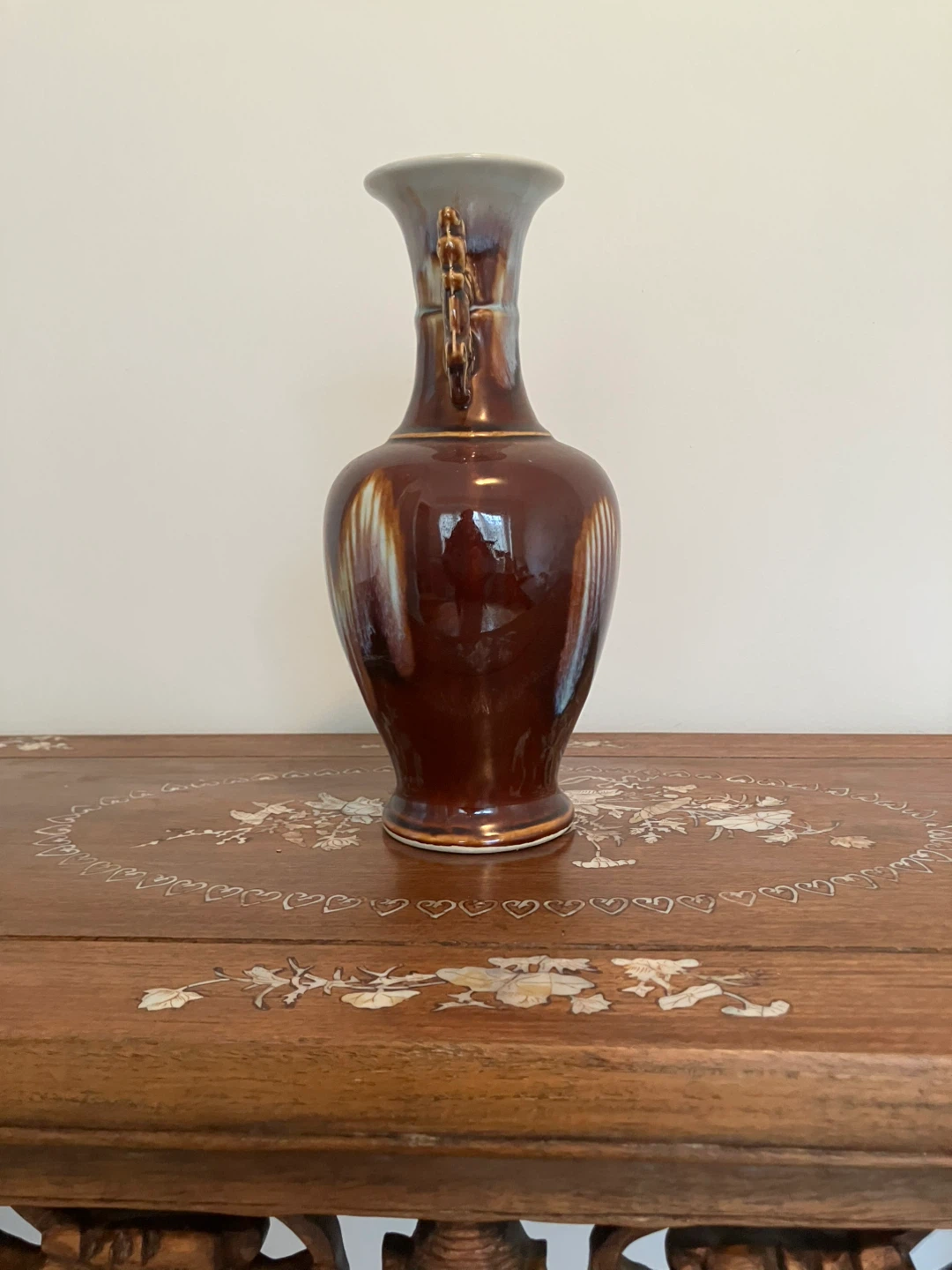 Brown Ceramic Vase with Dragon Handles - photo 5