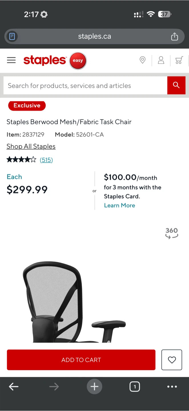 Staples Berwood Mesh Fabric Task Chair - photo 5