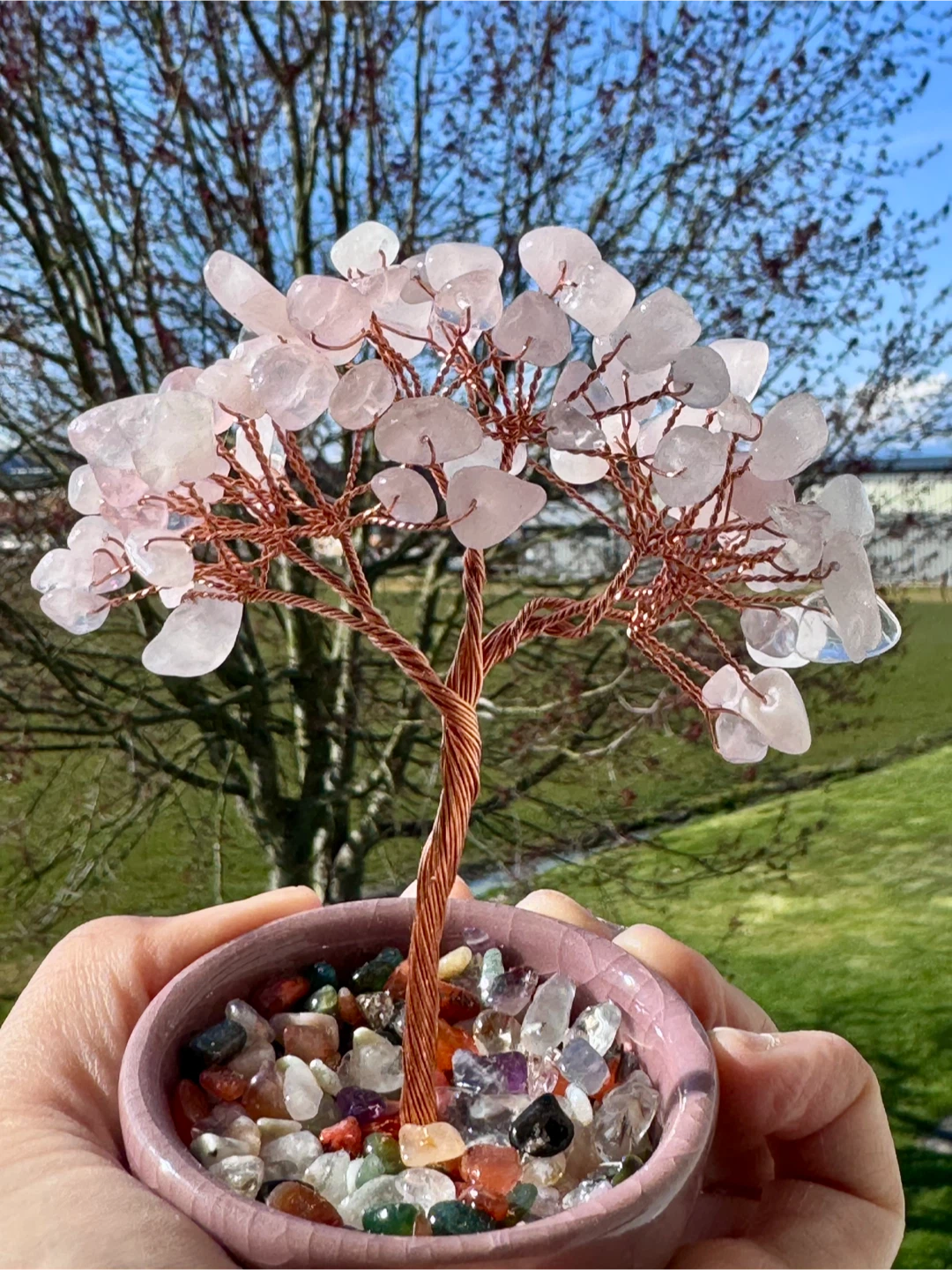 Rose Quartz Gemstone Tree