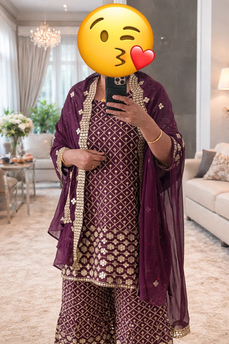 3 piece Embroidered Kurta and Palazzo Set