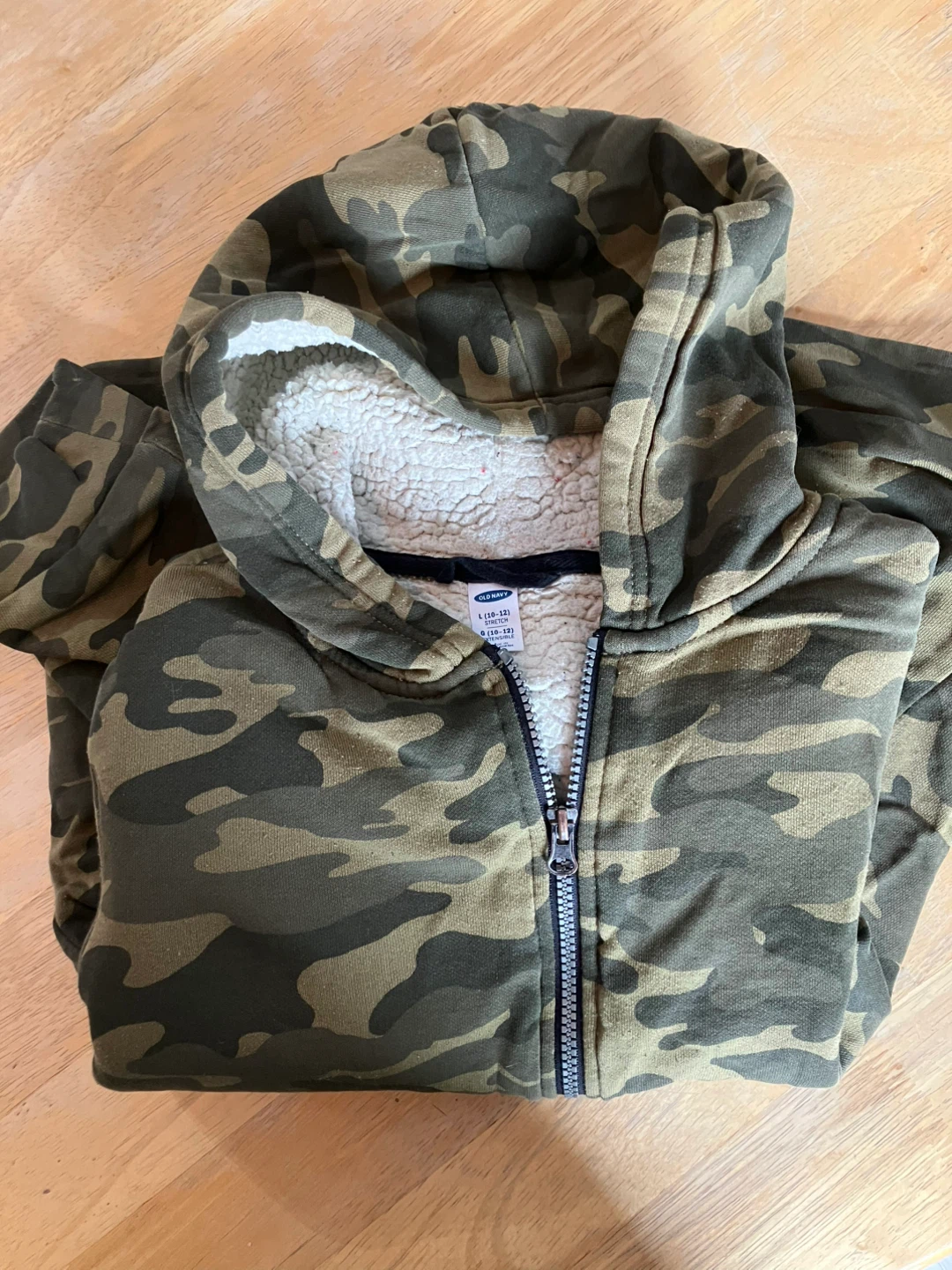 Camo Sherpa Lined Zip-Up Hoodie - size 10/12 - photo 2