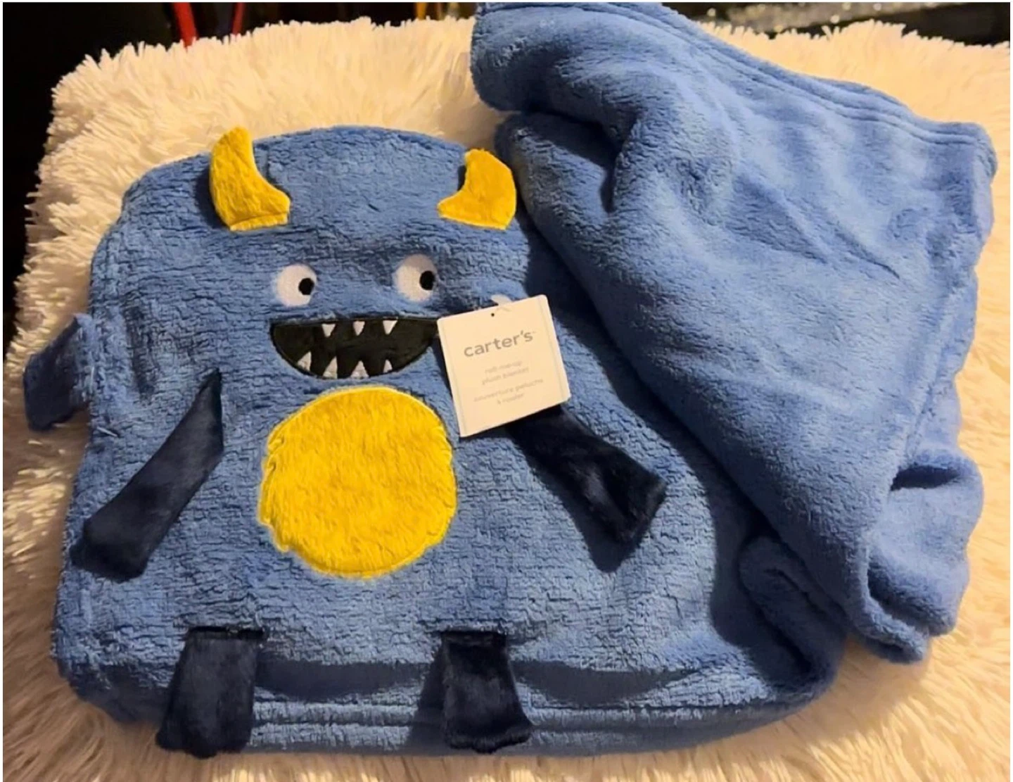 Carter's Blue Monster Plush Blanket - photo 3