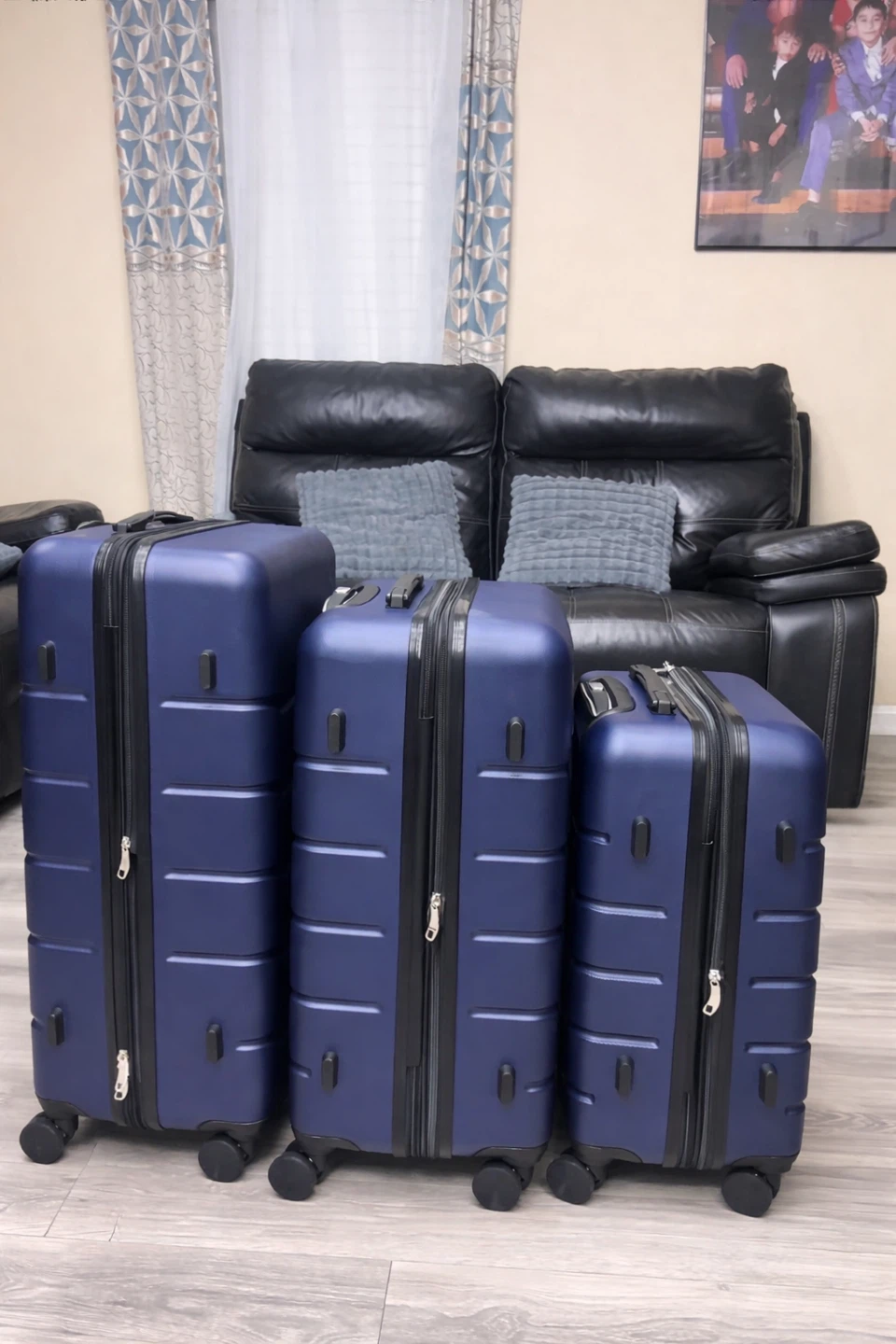 3 Piece Navy Blue Luggage Set Expandable - photo 2