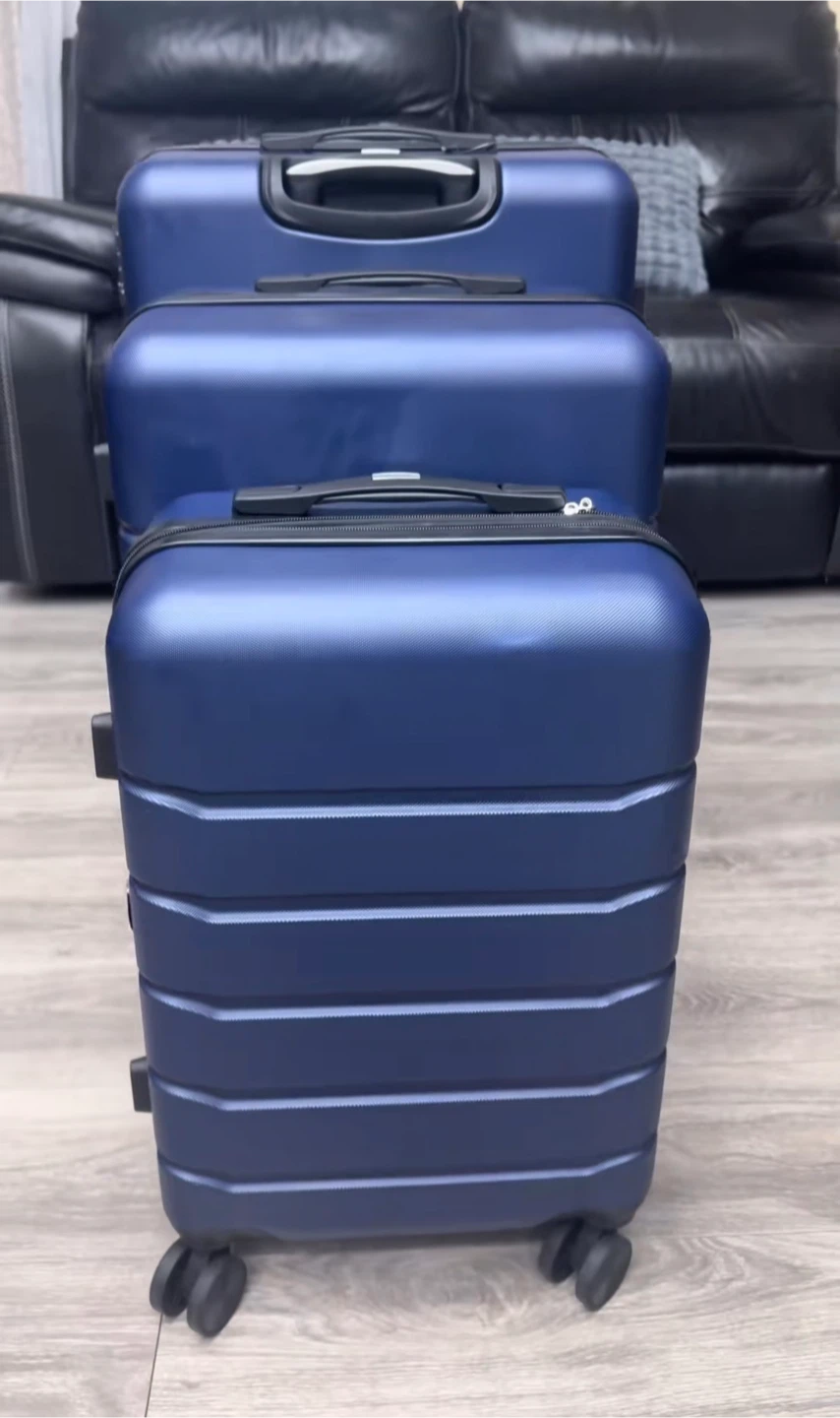 3 Piece Navy Blue Luggage Set Expandable