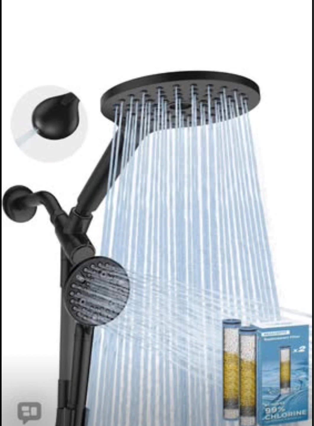 Filtered Shower Head System with 2 Cartridges