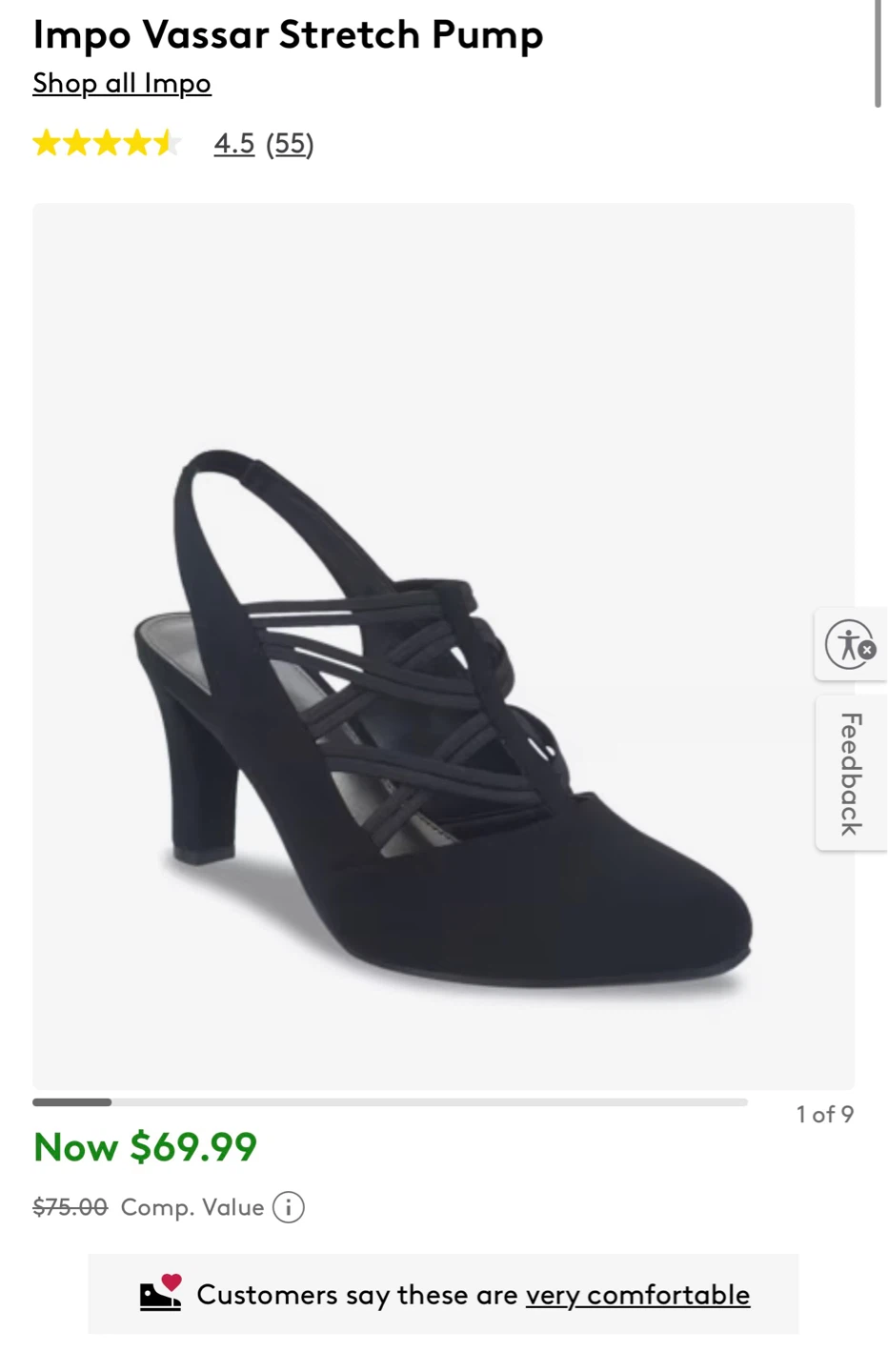 Impo Valma Stretch Pump Heels Size 8M Black - photo 4