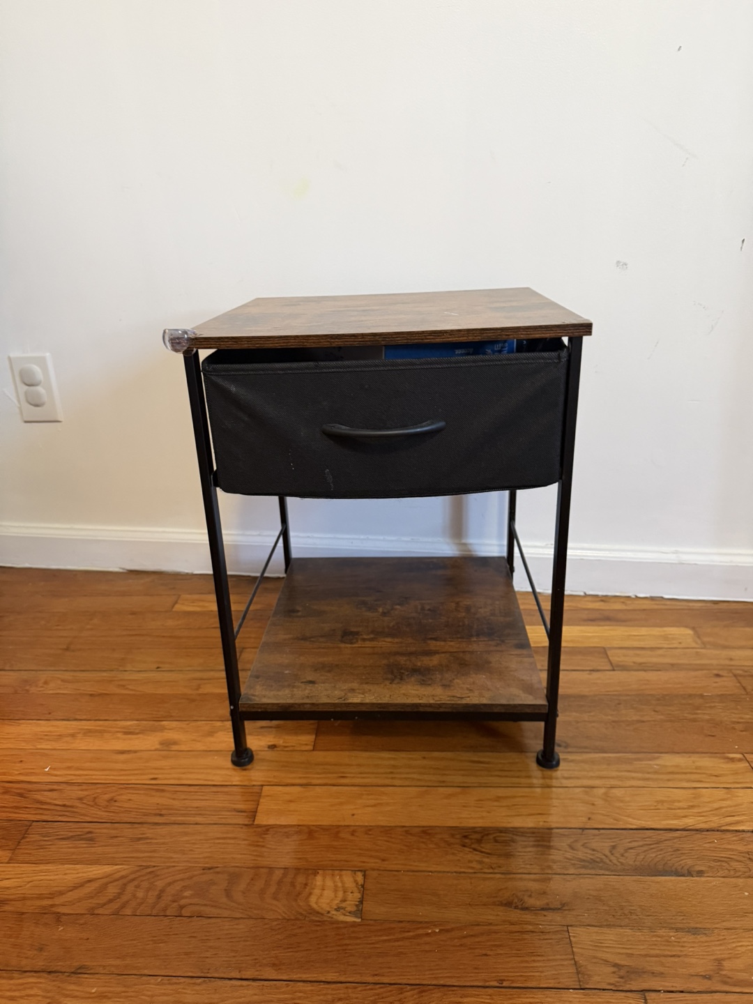 Rustic Wood Nightstand with Drawer and Shelf - photo 2
