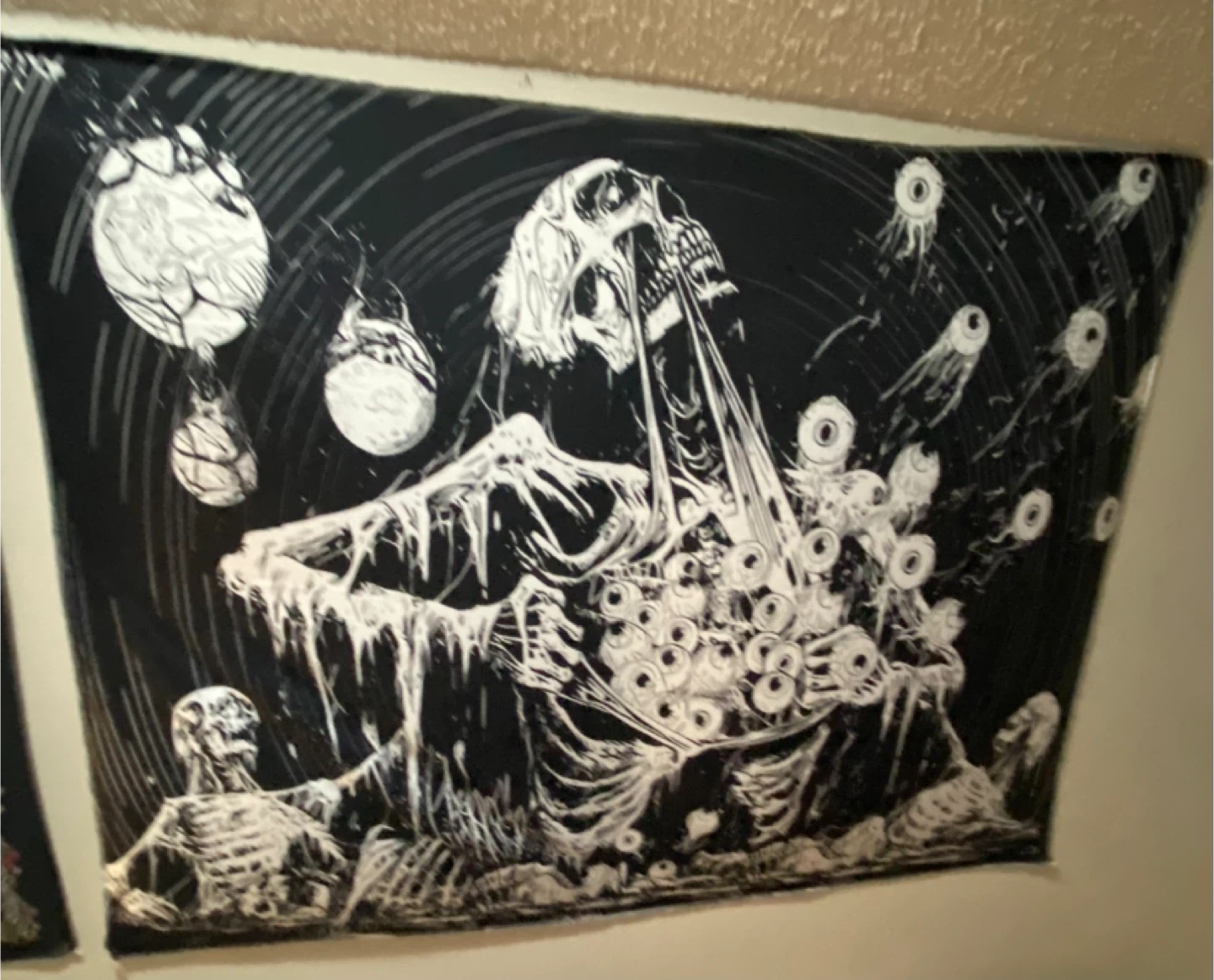 Gothic Skeleton and Eyes Tapestry