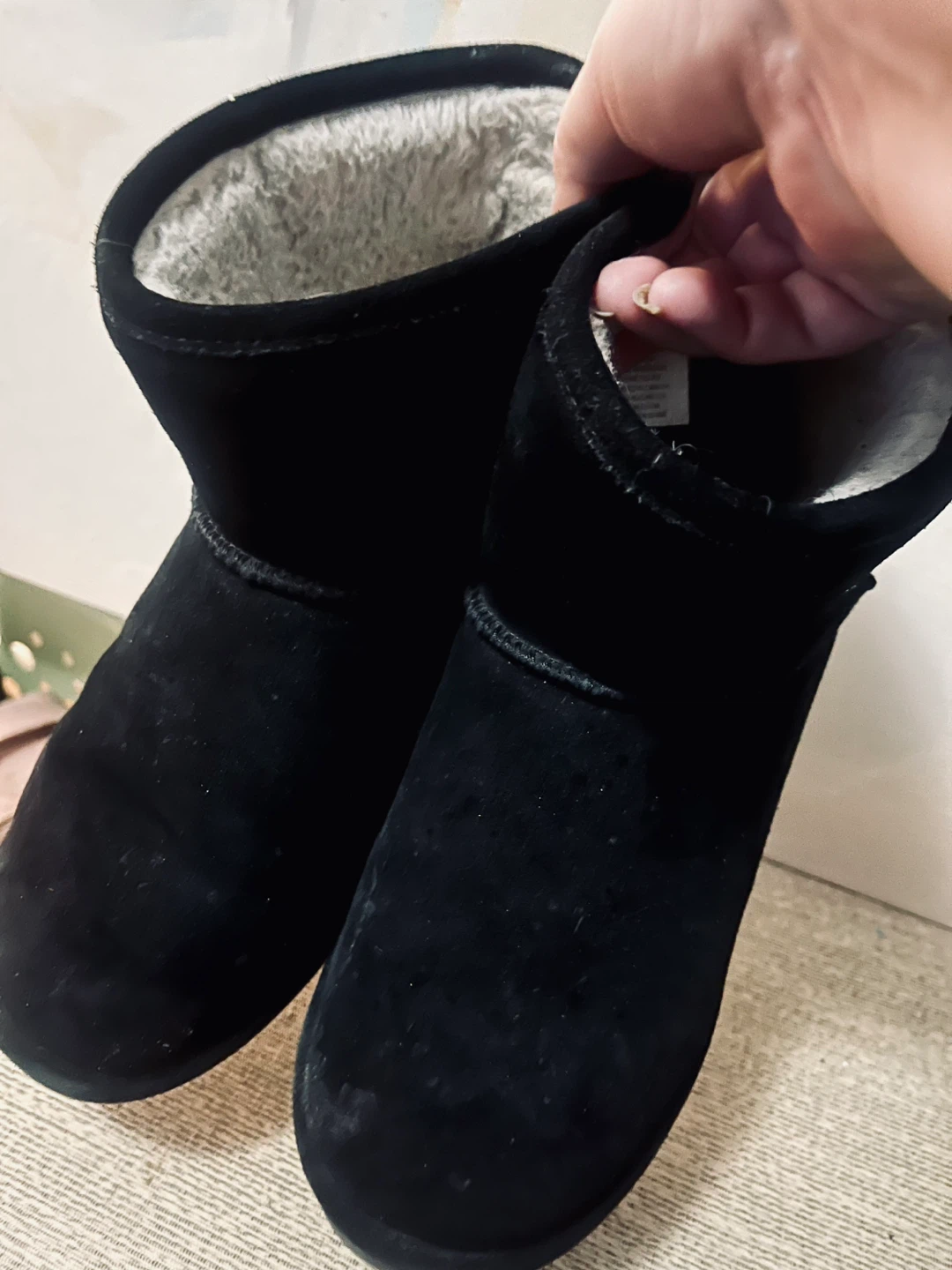 Soft Moc black suede Uggs size 10