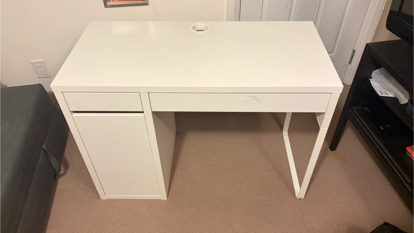 IKEA White Desk with Drawer and Cabinet - photo 2