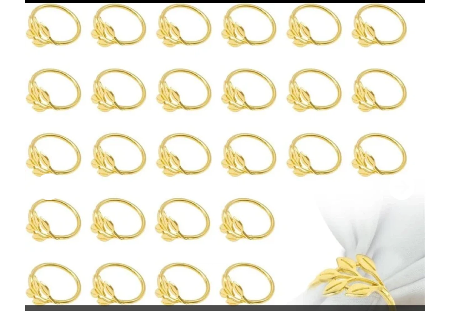 NEW! Gold Leaf Napkin Rings - Set of 29