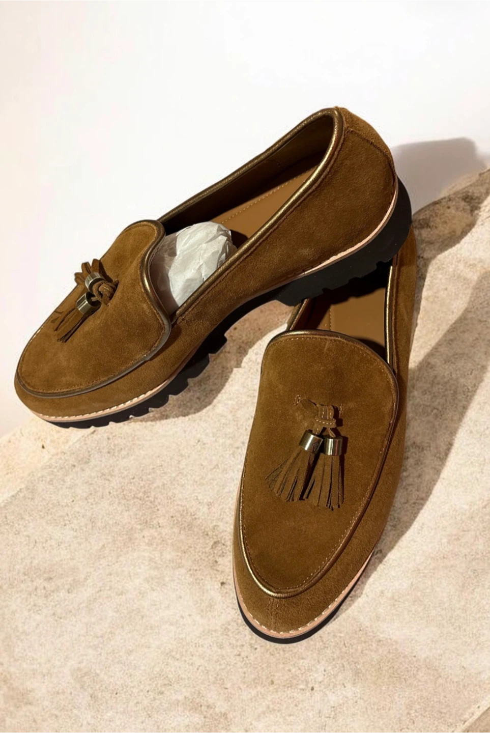 Donald Pliner Suede Tassel Loafers Brown Size 11M