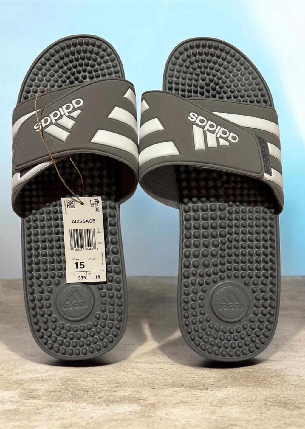 Adidas Adissage Slides Size 15 Gray White