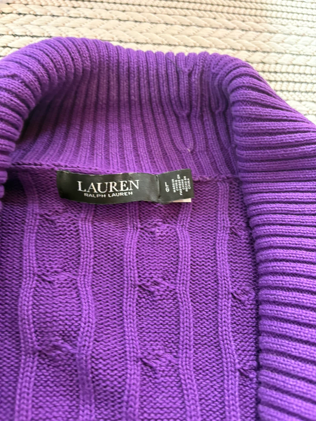 Lauren Ralph Lauren Purple Cable Knit Cardigan Size L - photo 4