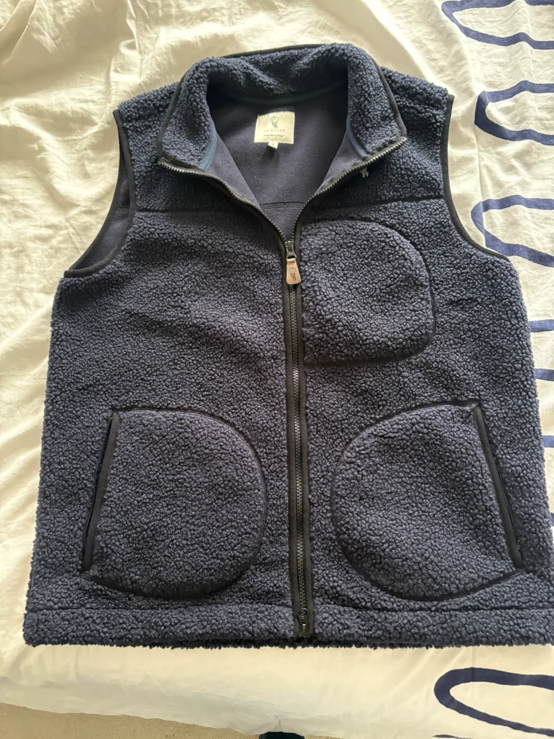 LE ALFRÉ Fleece Vest - Navy, Size M