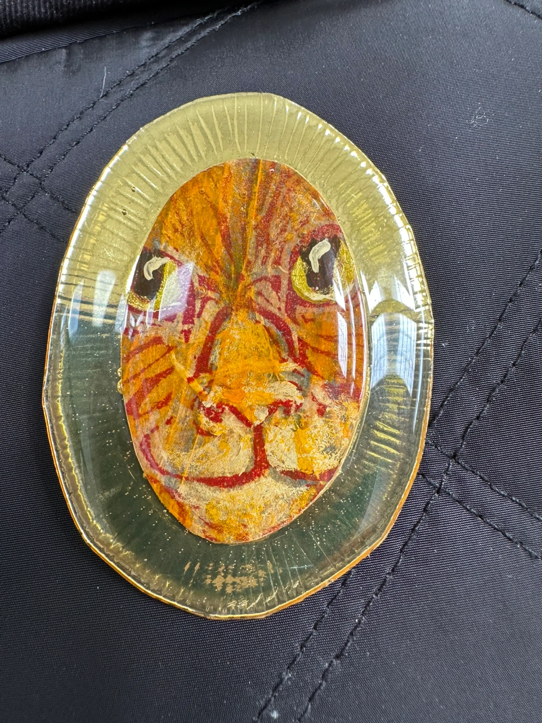 Hand-painted Lion Face Brooch