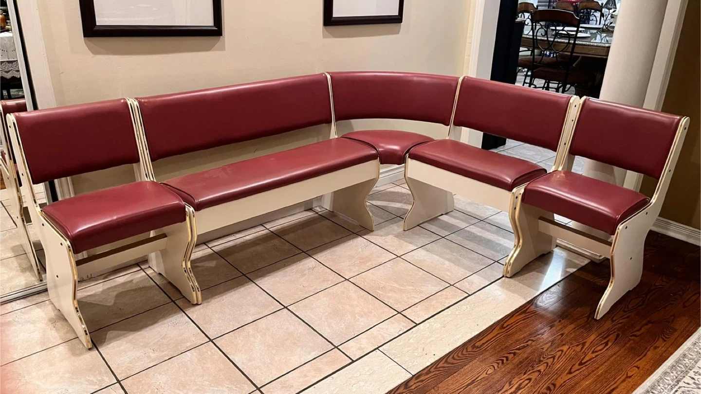Corner Booth Dining bench with storage $750 firm - photo 3