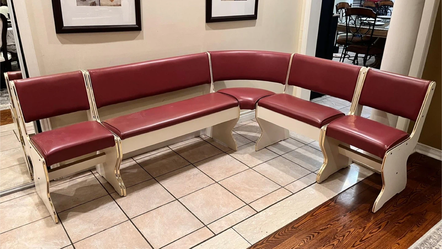 Corner Booth Dining bench with storage $750 firm - photo 4