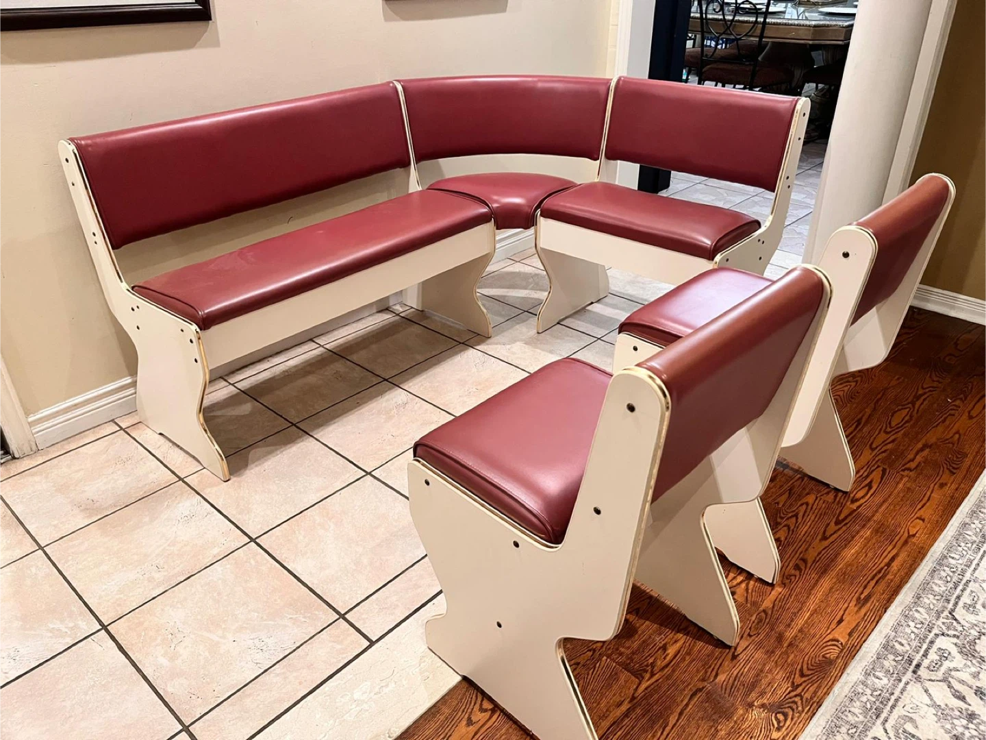 Corner Booth Dining bench with storage $750 firm - photo 2
