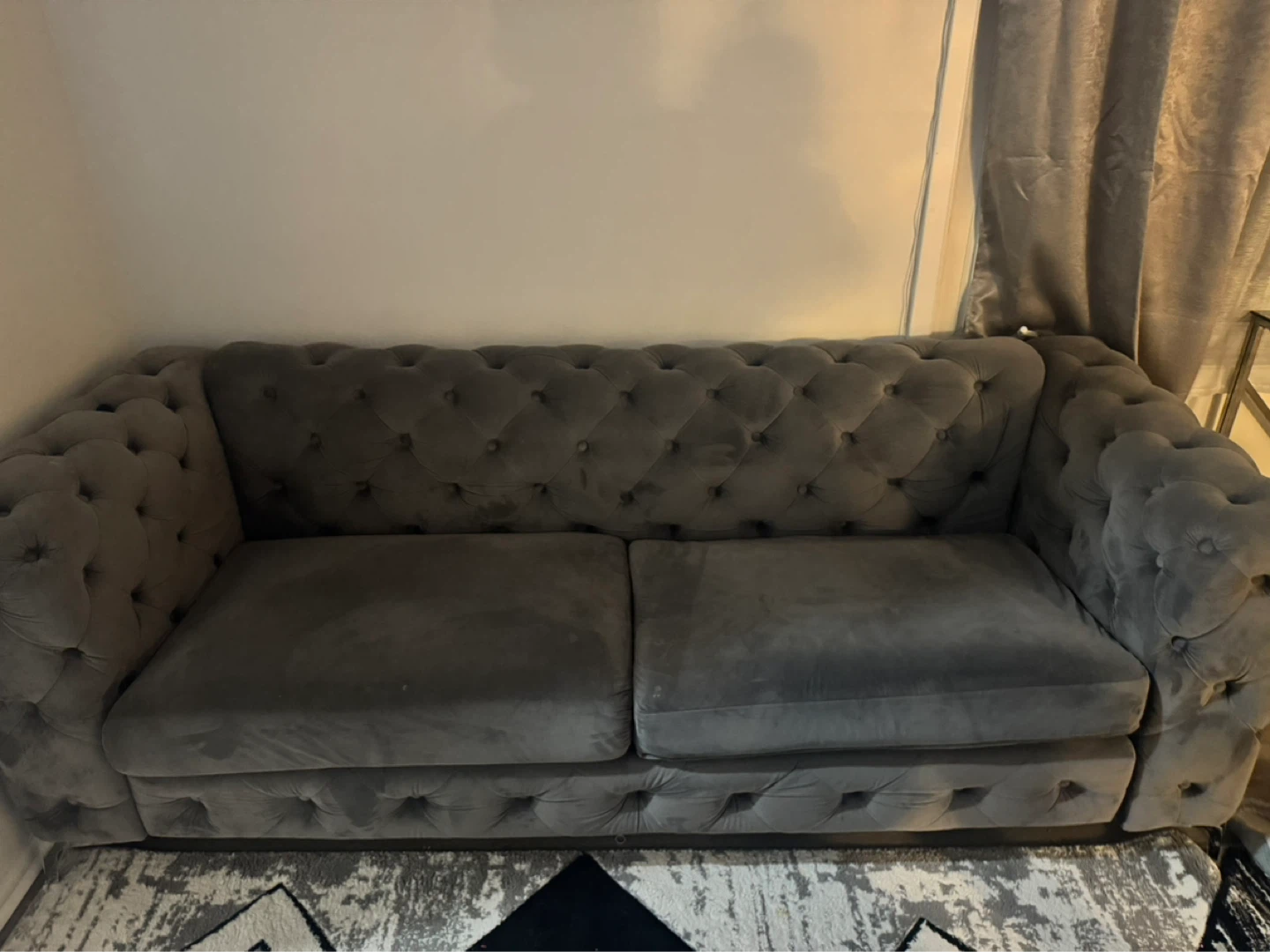Grey Velvet tufted Sofa