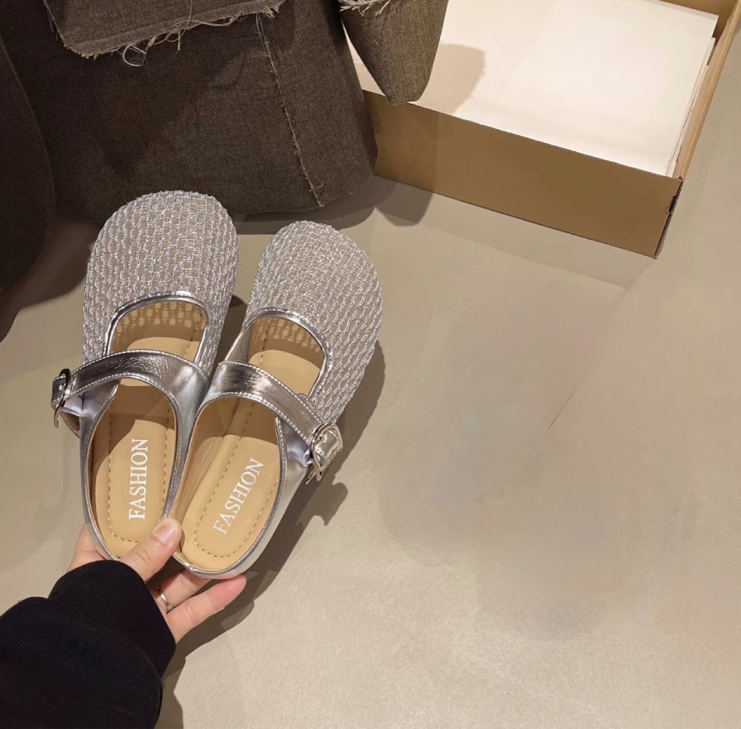 Silver Mesh Mary Jane Style Flats - photo 3