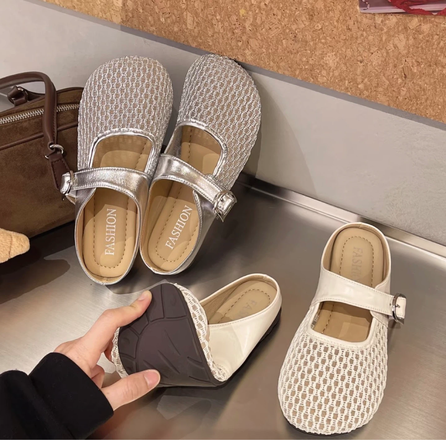 Silver Mesh Mary Jane Style Flats - photo 4