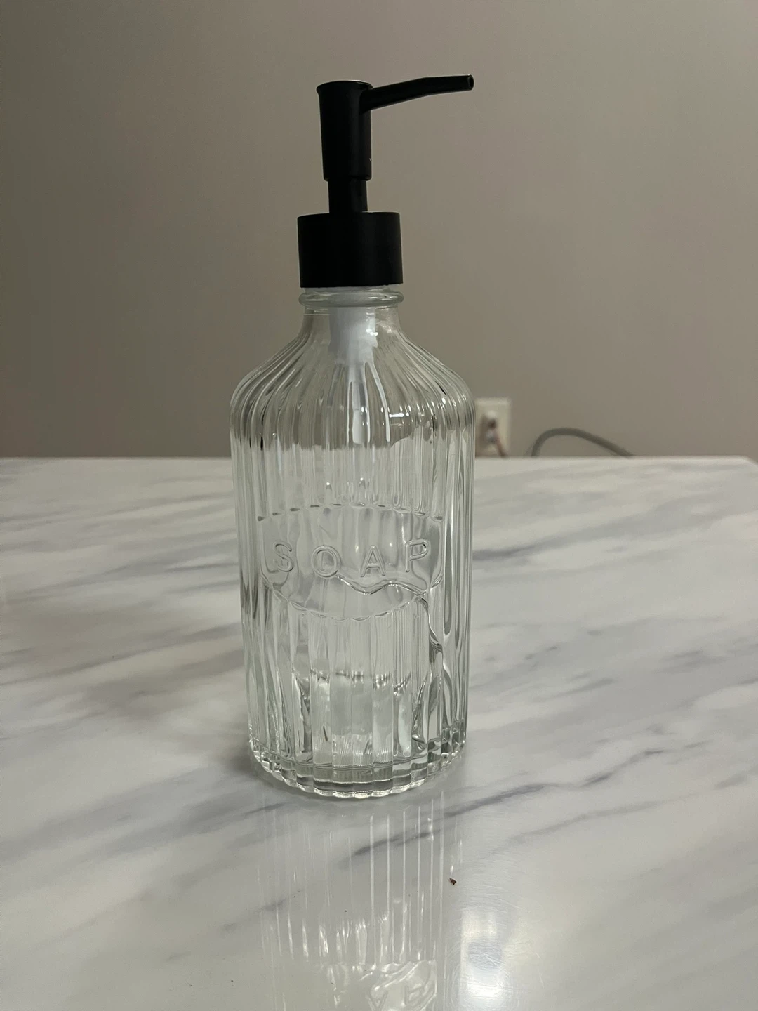 Clear Glass Soap Dispenser with Black Pump