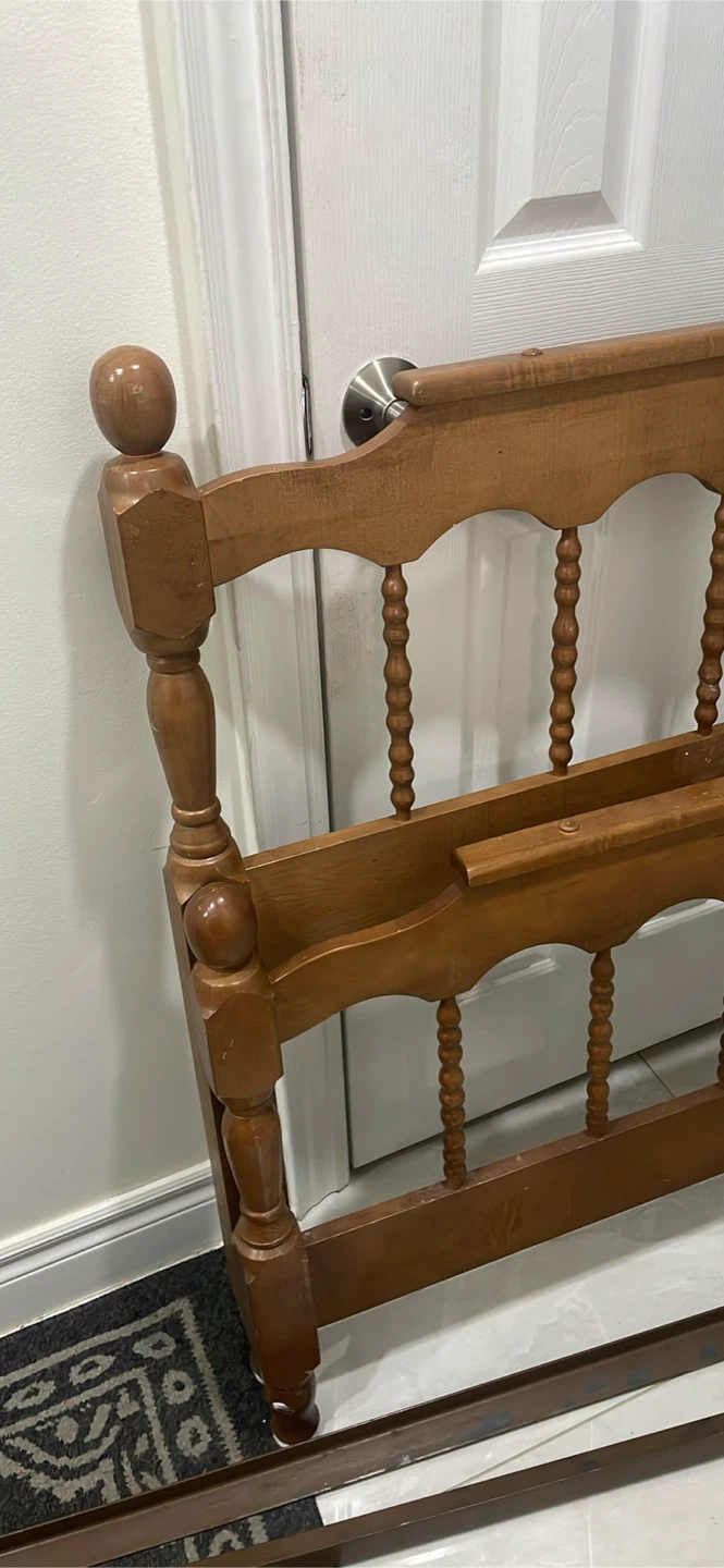 TWIN size Wooden Headboard and Footboard Bed Frame
