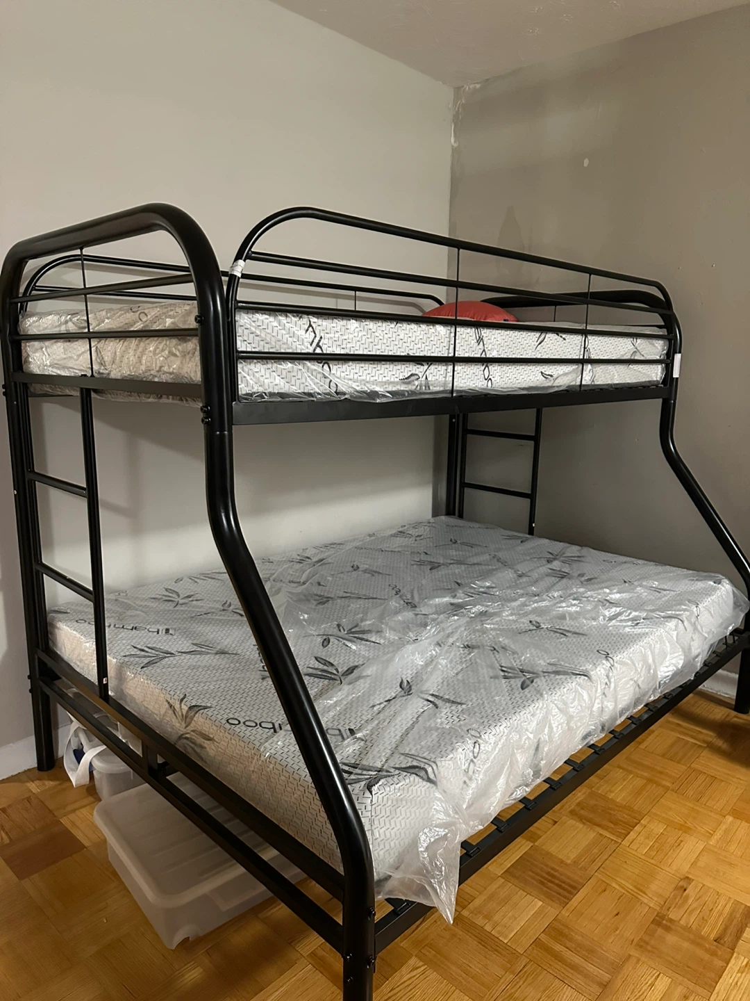 Black Metal Bunk Bed with Mattresses - photo 2