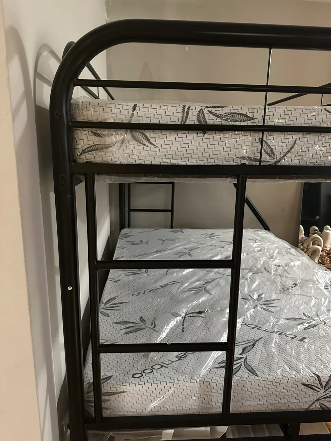 Black Metal Bunk Bed with Mattresses