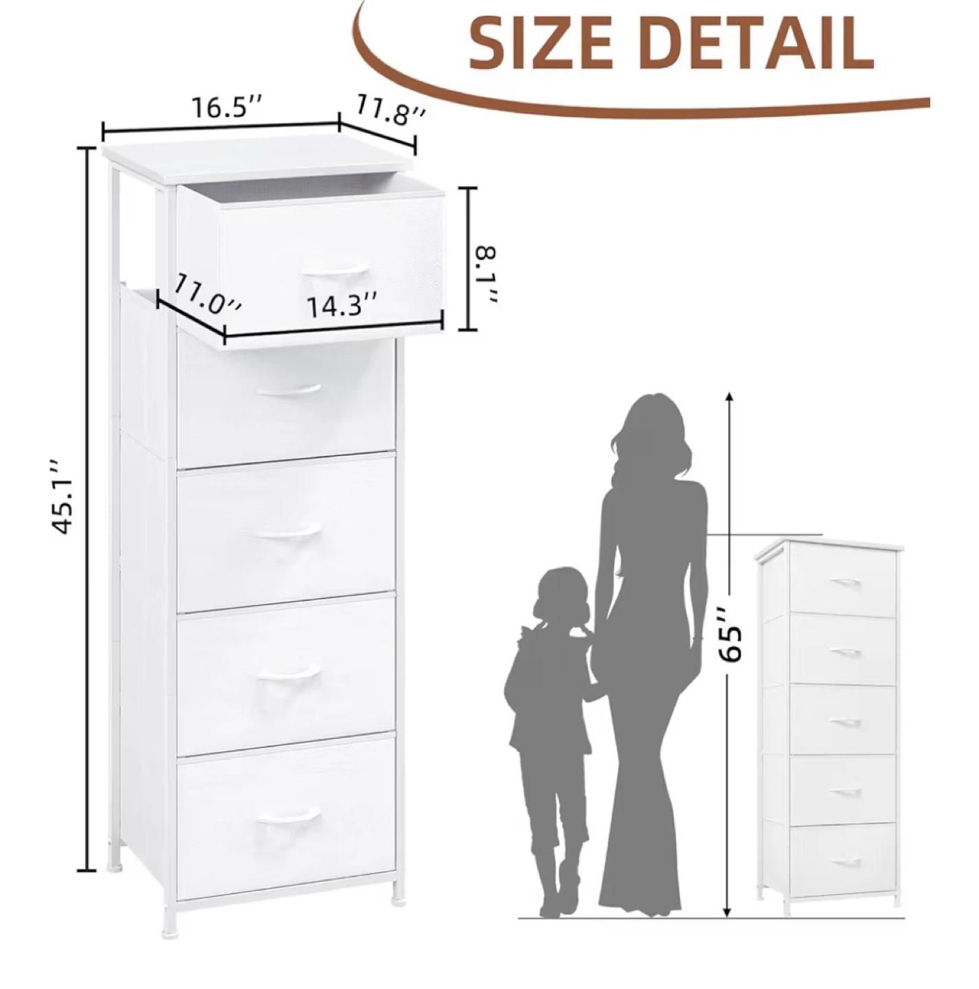 White 5-Drawer Fabric Dresser - photo 3
