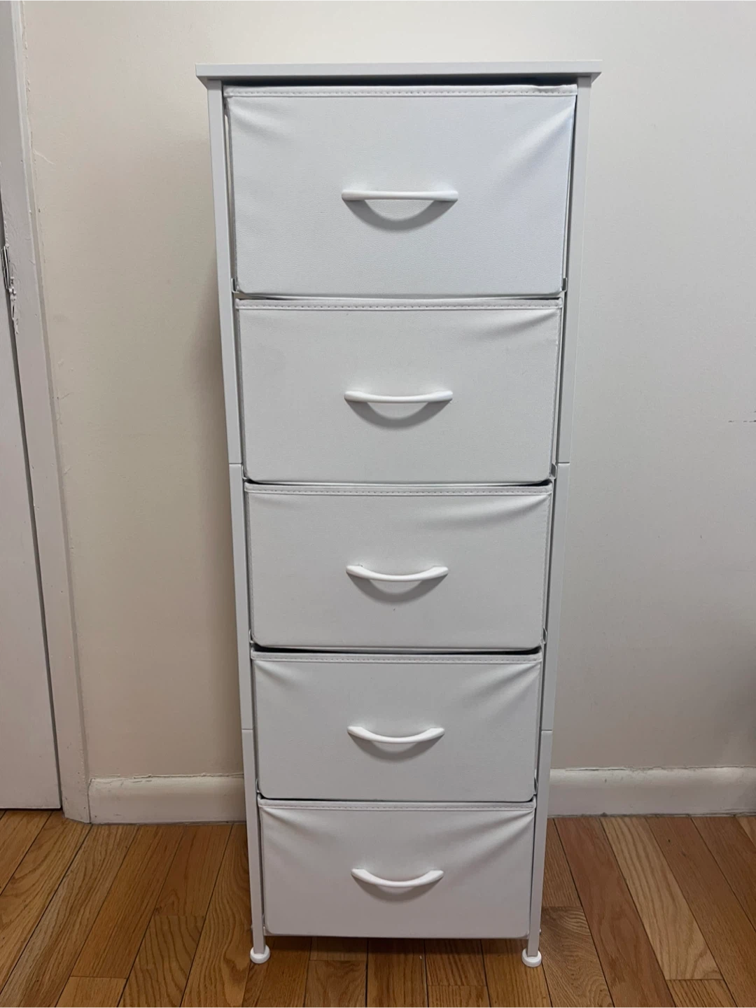 White 5-Drawer Fabric Dresser