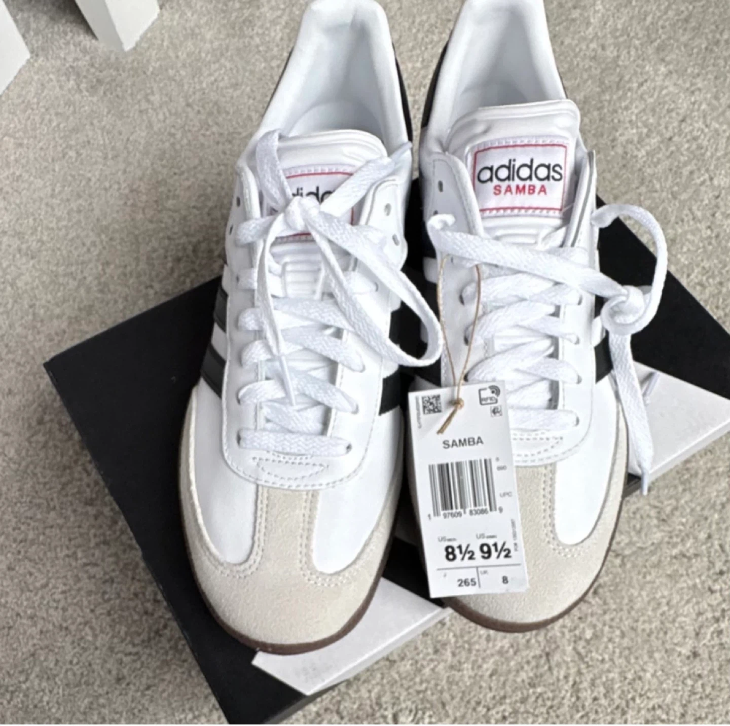 Adidas Samba White/Black Soccer Shoes Size 8.5 - photo 2