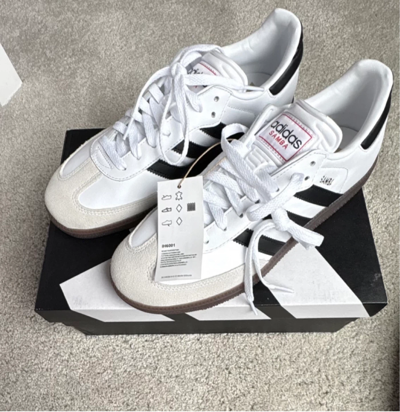 Adidas Samba White/Black Soccer Shoes Size 8.5