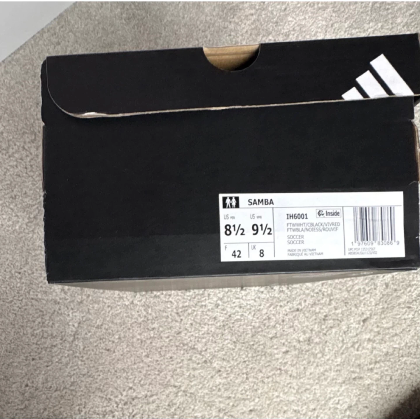 Adidas Samba White/Black Soccer Shoes Size 8.5 - photo 3