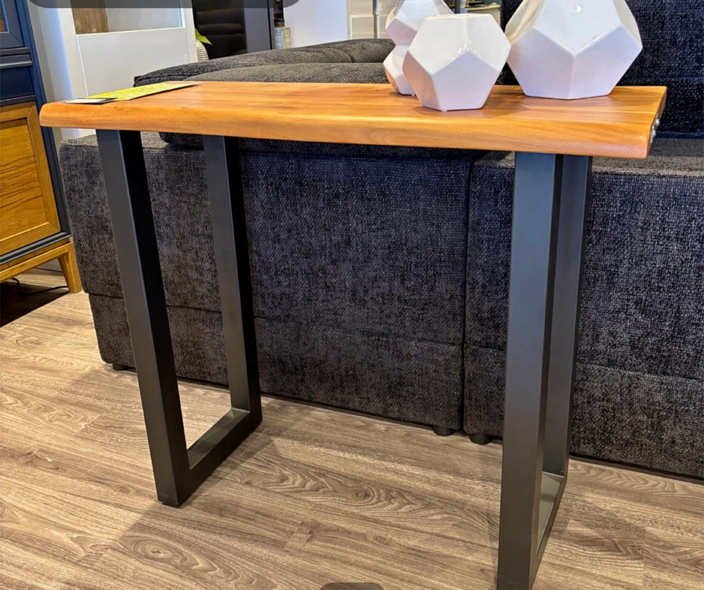Live Edge Console Table with Black Metal Legs - photo 2