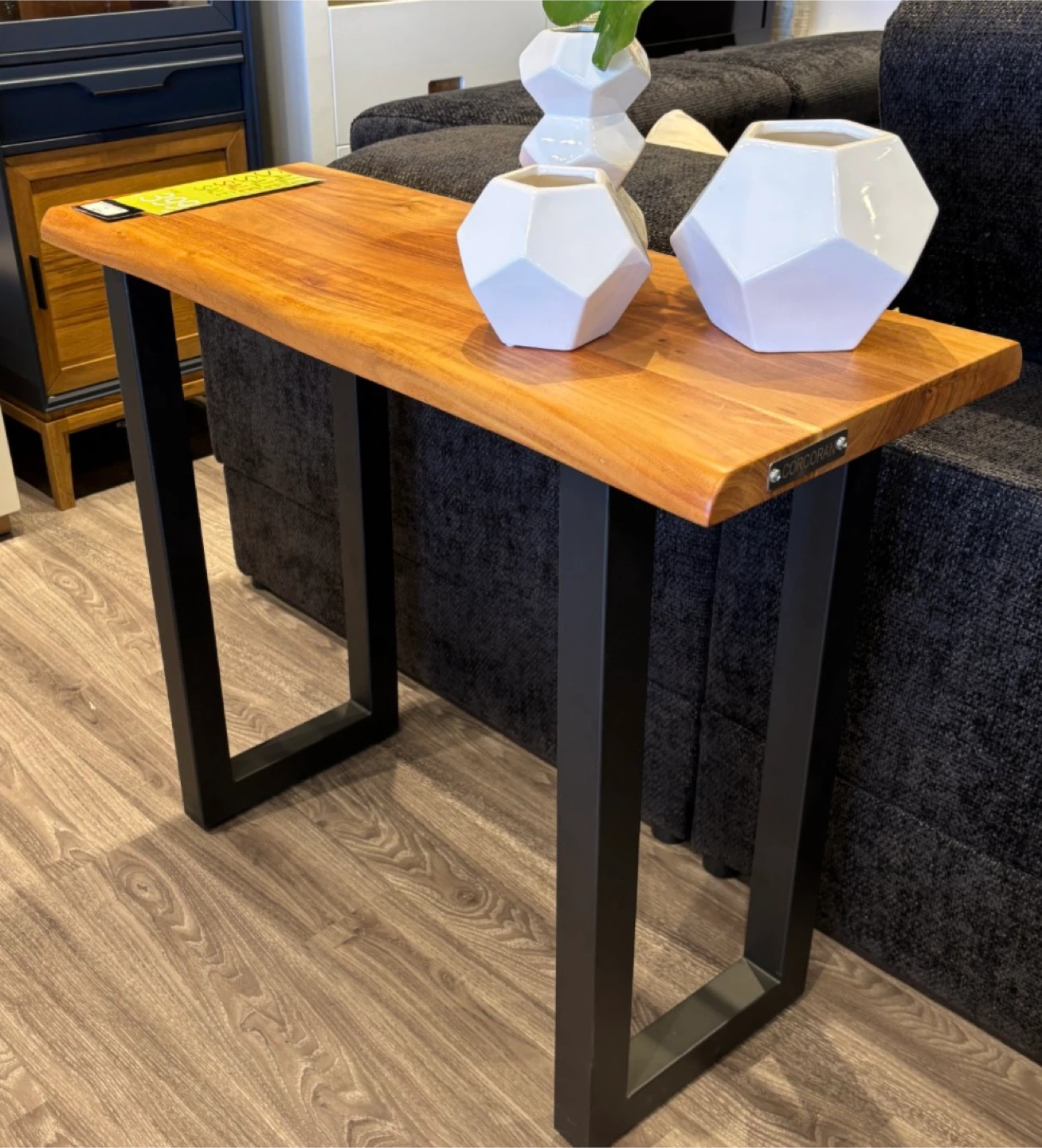Live Edge Console Table with Black Metal Legs