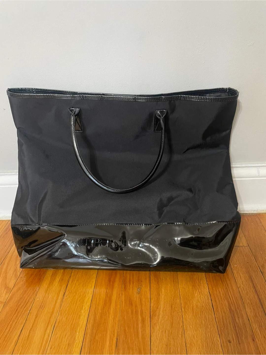 Burberry "Fragrances" Black Nylon & Patent Tote Bag