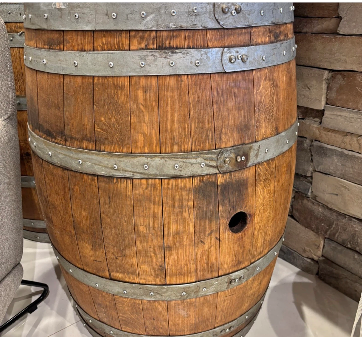 Wooden Barrel with Metal Bands