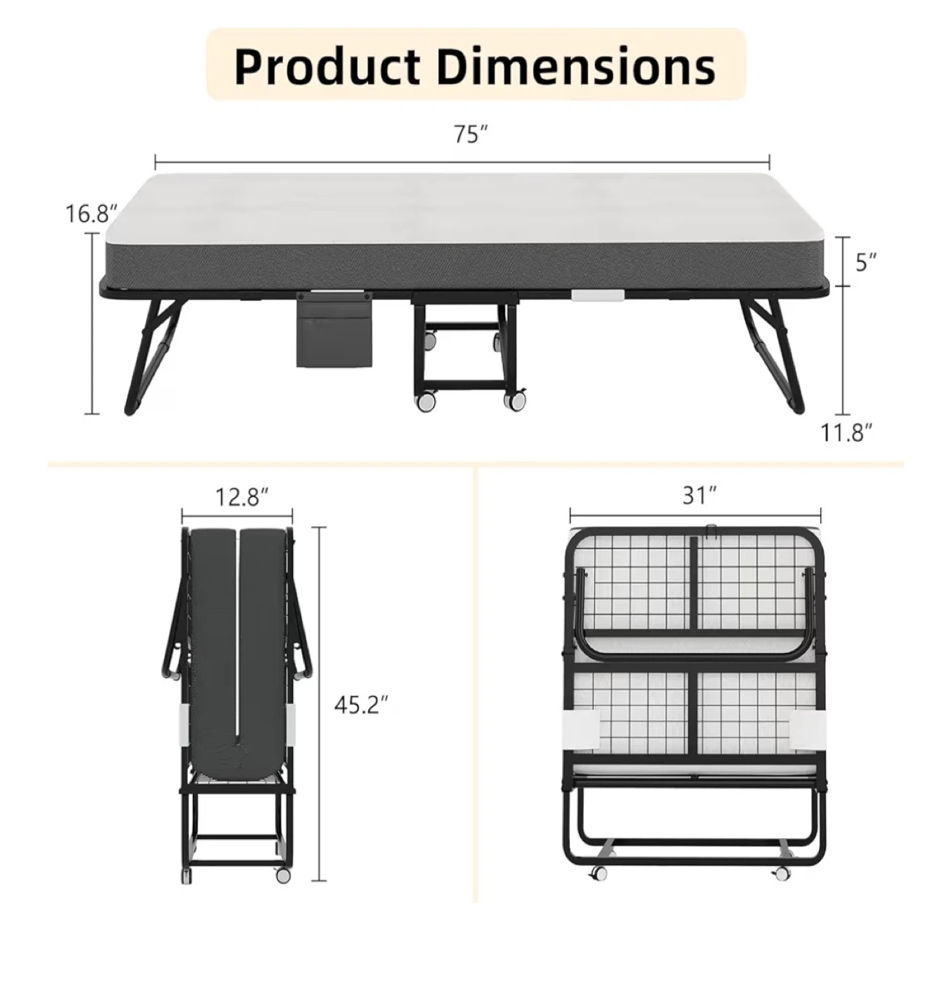 Folding Bed with Mattress