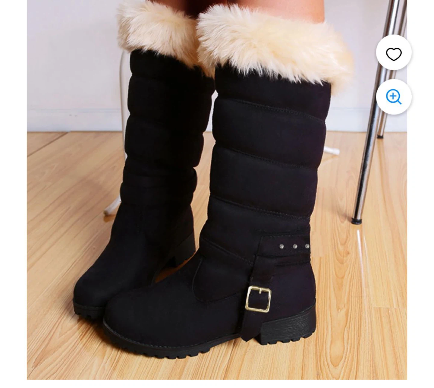 Women's Black Winter Boots with Fur Trim