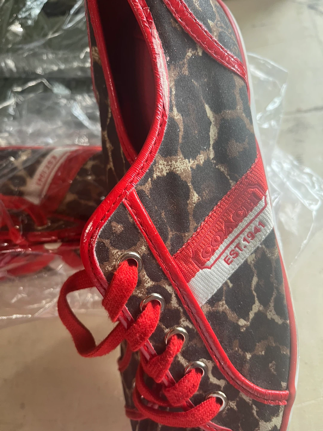 Coach Leopard Print Canvas Sneakers - photo 4
