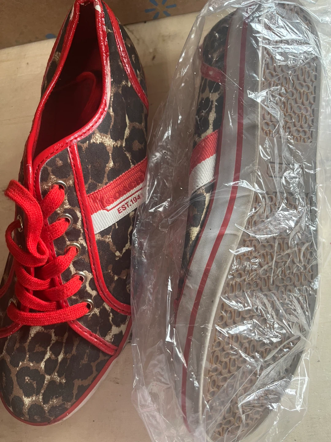 Coach Leopard Print Canvas Sneakers - photo 2
