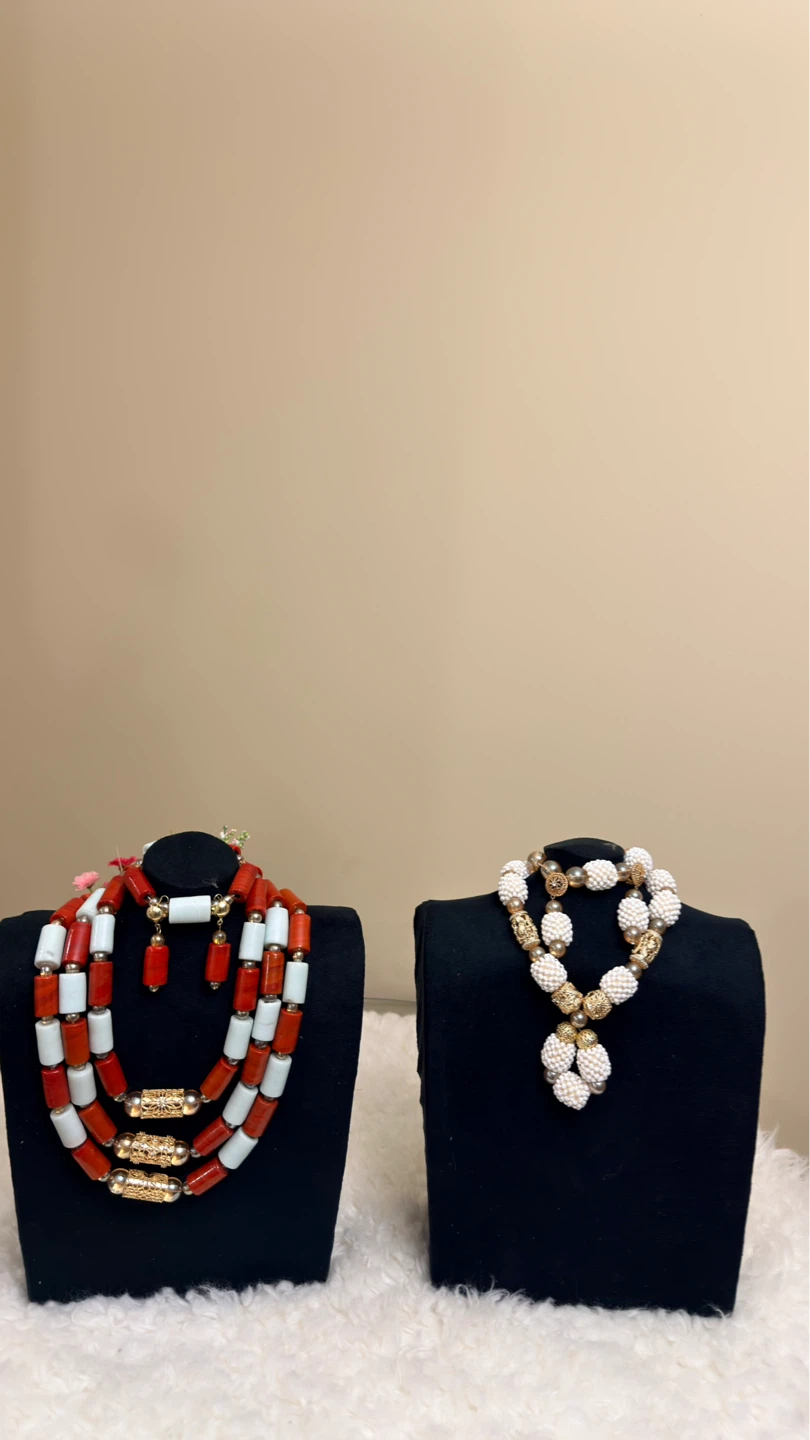 Beaded Necklace and Earring Sets ( Coral beads) - photo 5