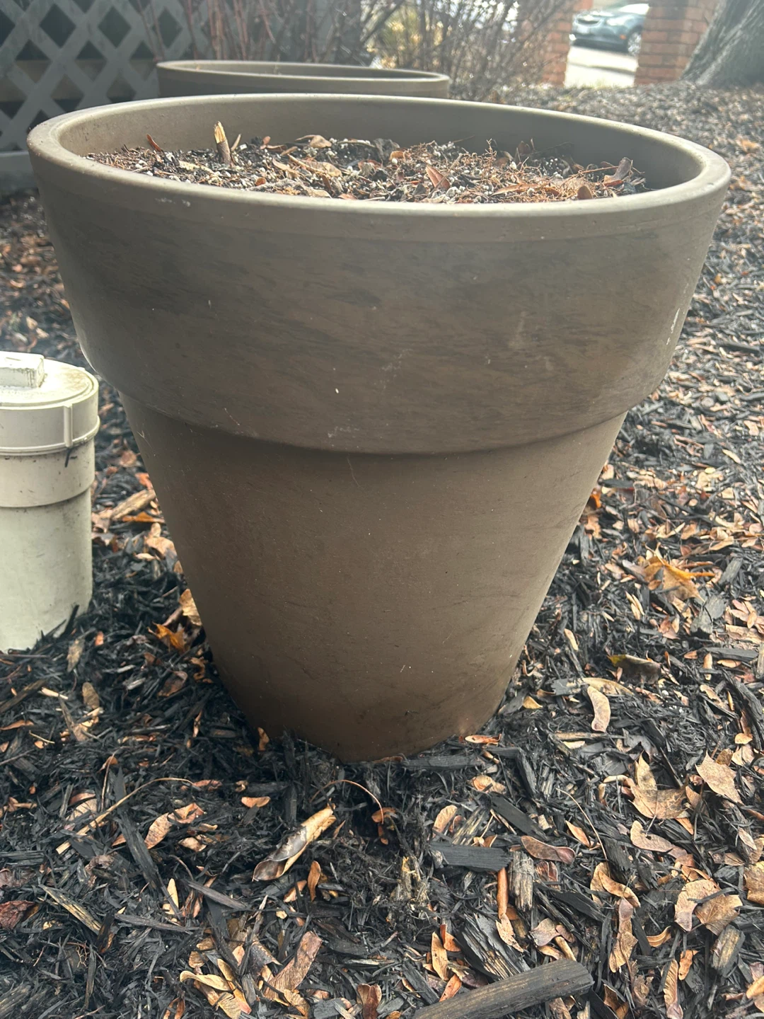 Set of 3 large brown ceramic stone planters - photo 3