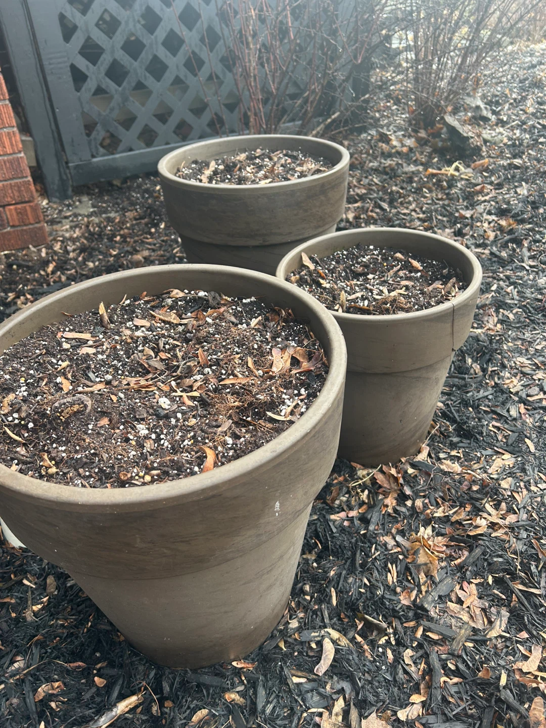 Set of 3 large brown ceramic stone planters - photo 5