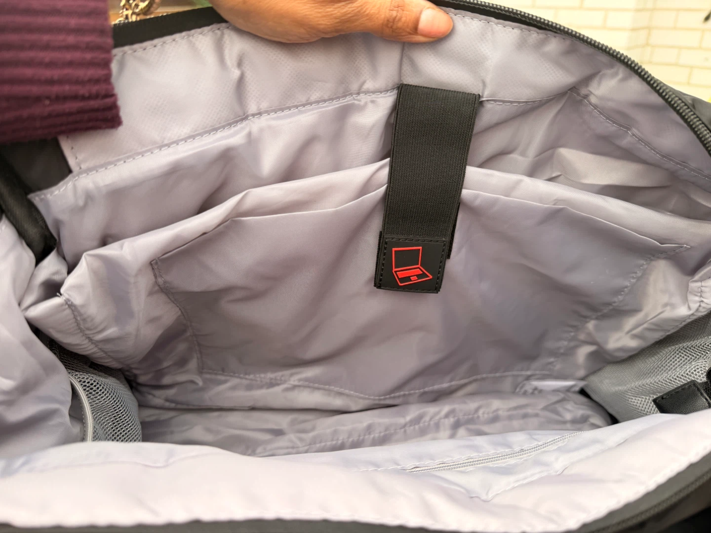 Black Puffer Tote Bag with Laptop Sleeve - photo 5