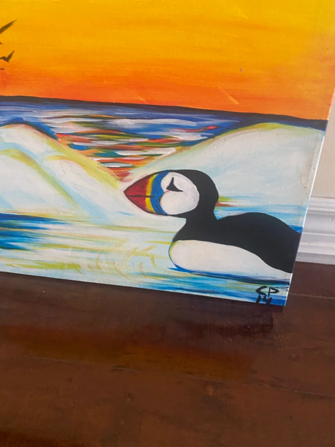 Original Puffin Canvas Painting - photo 2