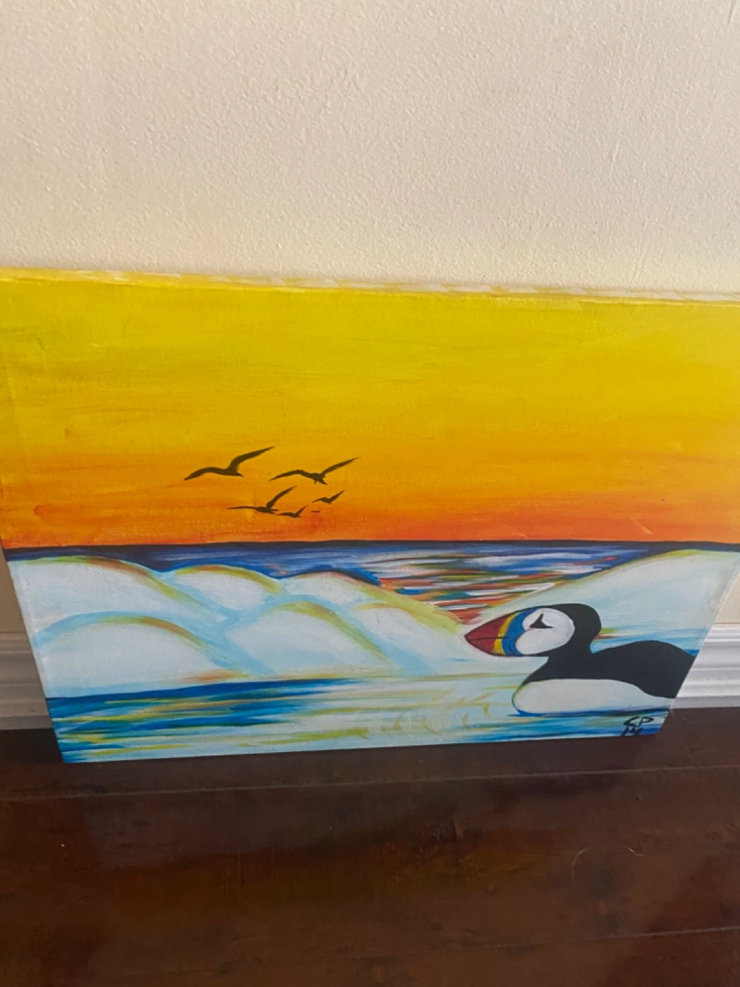 Original Puffin Canvas Painting - photo 4